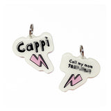 White + Baby Pink Lightning Bolt - 2x Tags Dog Name Tags by Bashtags