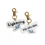 White + Baby Blue Lightning Bolt - 2x Tags Dog Name Tags by Bashtags