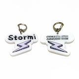 White + Lavender Lightning Bolt - 2x Tags Dog Name Tags by Bashtags