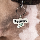 White + Mint Lightning Bolt - 2x Tags Dog Name Tags by Bashtags