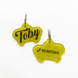 Golden Yellow Love-Script Font (Black Lettering) - 2x Tags Dog Name Tags by Bashtags