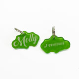 Lime Green Love-Script Font - 2x Tags Dog Name Tags by Bashtags