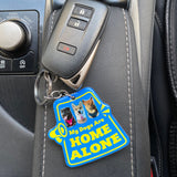 My Pet Is Home Alone Alert Keychain, Emergency Pet Keyring Tag, Emergency Contact Keychain Long Rectangular Tag