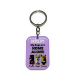 My Pet Is Home Alone Keychain Rectangular - 2x Tags Dog Name Tags by Bashtags