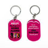 My Pet Is Home Alone Keychain Running Track - 2x Tags Dog Name Tags by Bashtags