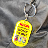 My Pet Is Home Alone Keychain Running Track - 2x Tags Dog Name Tags by Bashtags