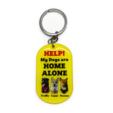 My Pet Is Home Alone Keychain Running Track - 2x Tags Dog Name Tags by Bashtags