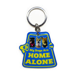My Pet Is Home Alone Alert Keychain, Emergency Pet Keyring Tag, Emergency Contact Keychain Long Rectangular Tag