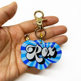 Ocean Float Retro-Script Font Pet ID Tag