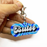 Ocean Float Retro-Script Font Pet ID Tag