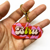 Pink Lemonade Float Retro-Script Font Pet ID Tags
