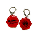 Burgundy Rose - 2x Tags Dog Name Tags by Bashtags