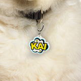 Yellow Speech Bubble - 2x Tags Dog Name Tags by Bashtags