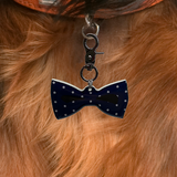 Navy Blue Spots - 2x Tags Dog Name Tags by Bashtags