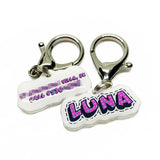 Pink Comic Font - 2x Tags Dog Name Tags by Bashtags