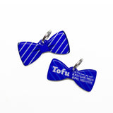 Blue Diagonal Stripes - 2x Tags Dog Name Tags by Bashtags