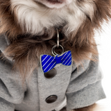 Blue Diagonal Stripes - 2x Tags Dog Name Tags by Bashtags