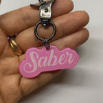 Tickle-Me Pink Love-Script Font - 2x Tags Dog Name Tags by Bashtags