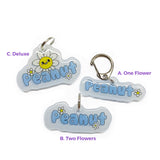 Spring Vibes Font Blue Color Dog Name Tag by Bashtags