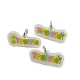 Spring Vibes Font White Color Dog Name Tag by Bashtags