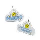 Spring Vibes Font Blue Color Dog Name Tag by Bashtags