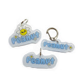 Spring Vibes Font Blue Color Dog Name Tag by Bashtags