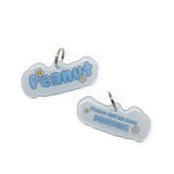 Spring Vibes Font Blue Color Dog Name Tag by Bashtags