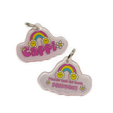 Spring Vibes Font Pink Color Dog Name Tag by Bashtags