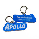 Electric Blue Goofy Font Dog Name Tags by Bashtags