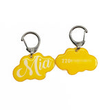 Golden Yellow Love-Script Font (White Lettering) - 2x Tags Dog Name Tags by Bashtags