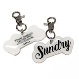 White Love-Script Font - 2x Tags Dog Name Tags by Bashtags
