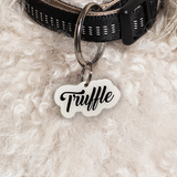 White Love-Script Font - 2x Tags Dog Name Tags by Bashtags