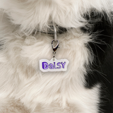 Purple 3D Handwriting Font Pet ID Tag by Bashtags