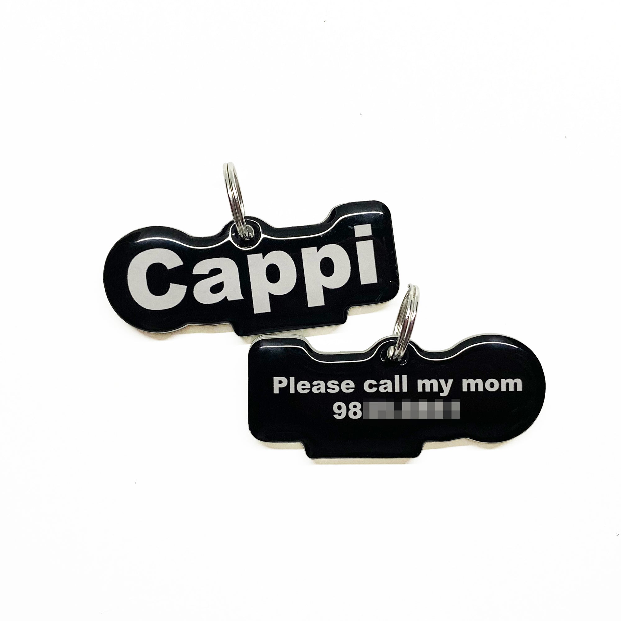 Black Arial Bold Pet ID Tag by Bashtags