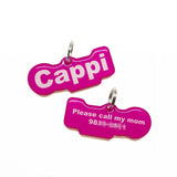 Vivid Pink Arial Bold Pet ID Tag by Bashtags