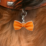 Orange Faded Polka Dots Bowtie Pet ID Tag Dog Tag | Custom Pet ID Tags by Bashtags®