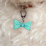 Mint Big Polka Dots Bowtie Pet ID Tag Dog Tag | Custom Pet ID Tags by Bashtags®