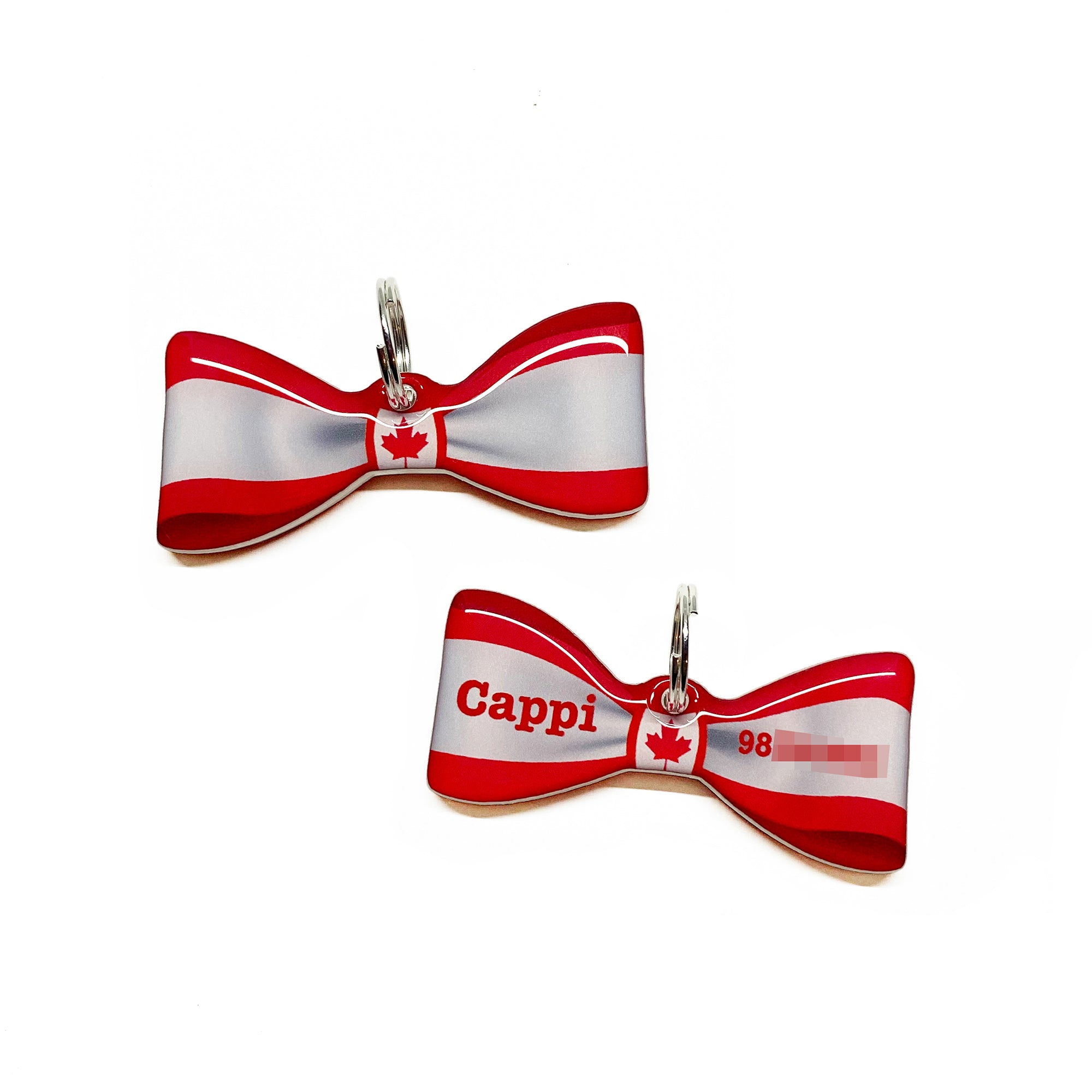 Red & White Canada Flag Bowtie Pet ID Tag Dog Tag | Custom Pet ID Tags by Bashtags®