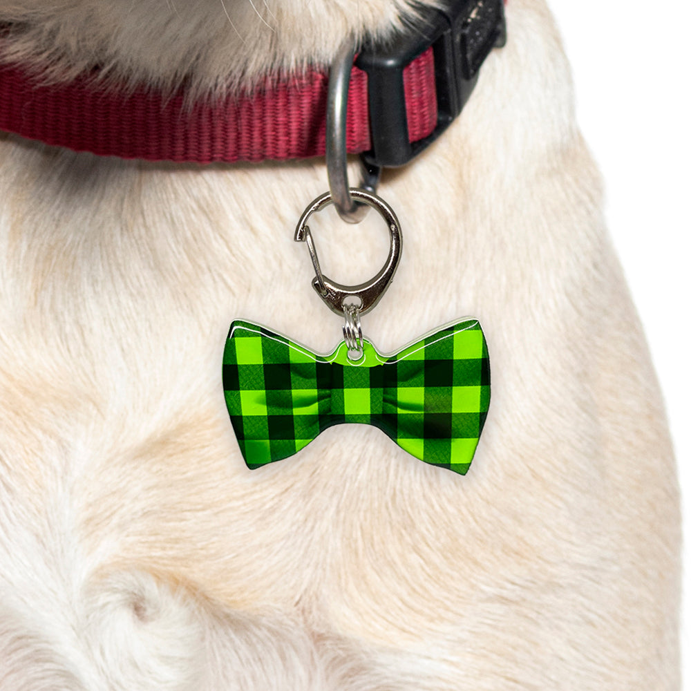 Green Checkers - 2x Tags Dog Name Tags by Bashtags