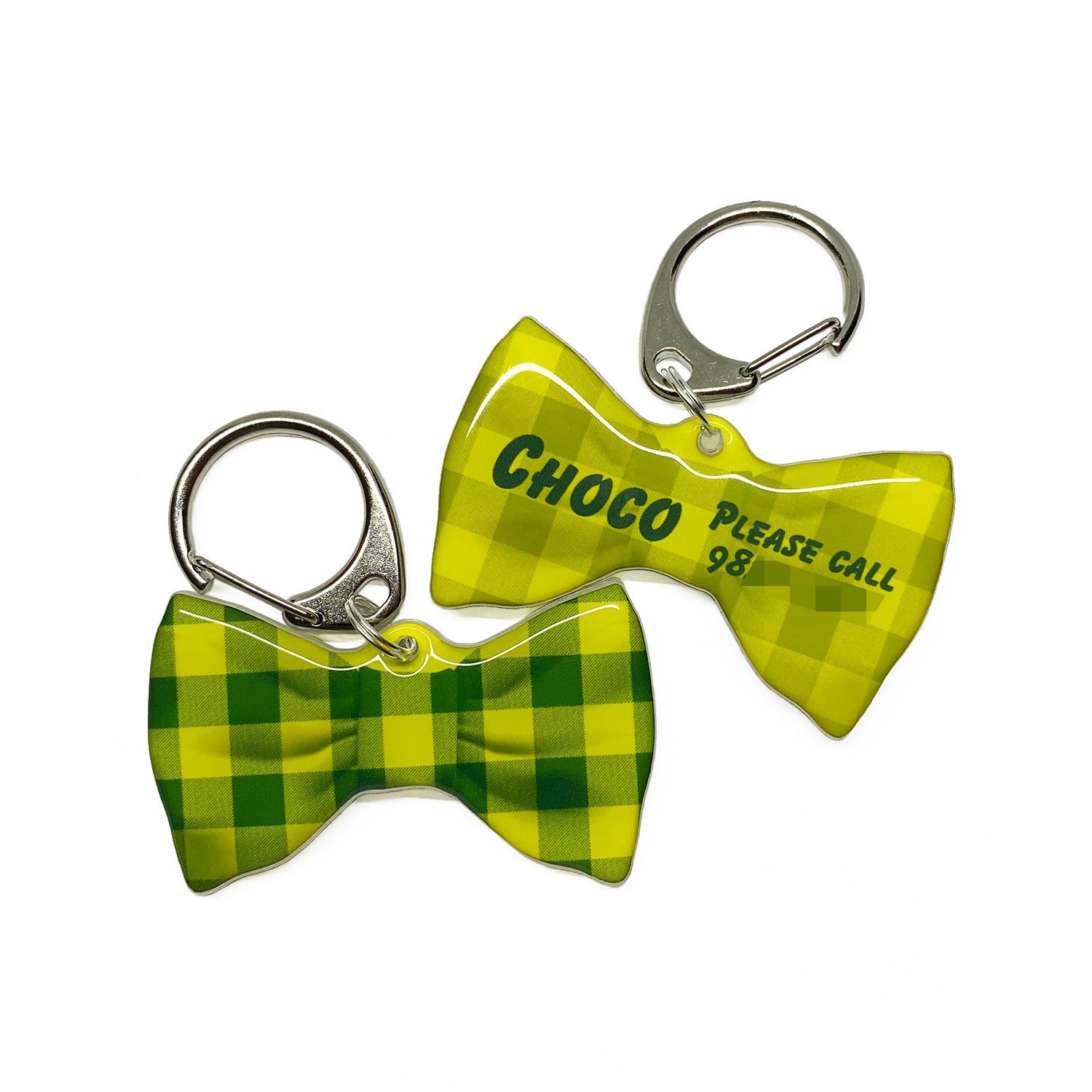 Yellow Checkers - 2x Tags Dog Name Tags by Bashtags