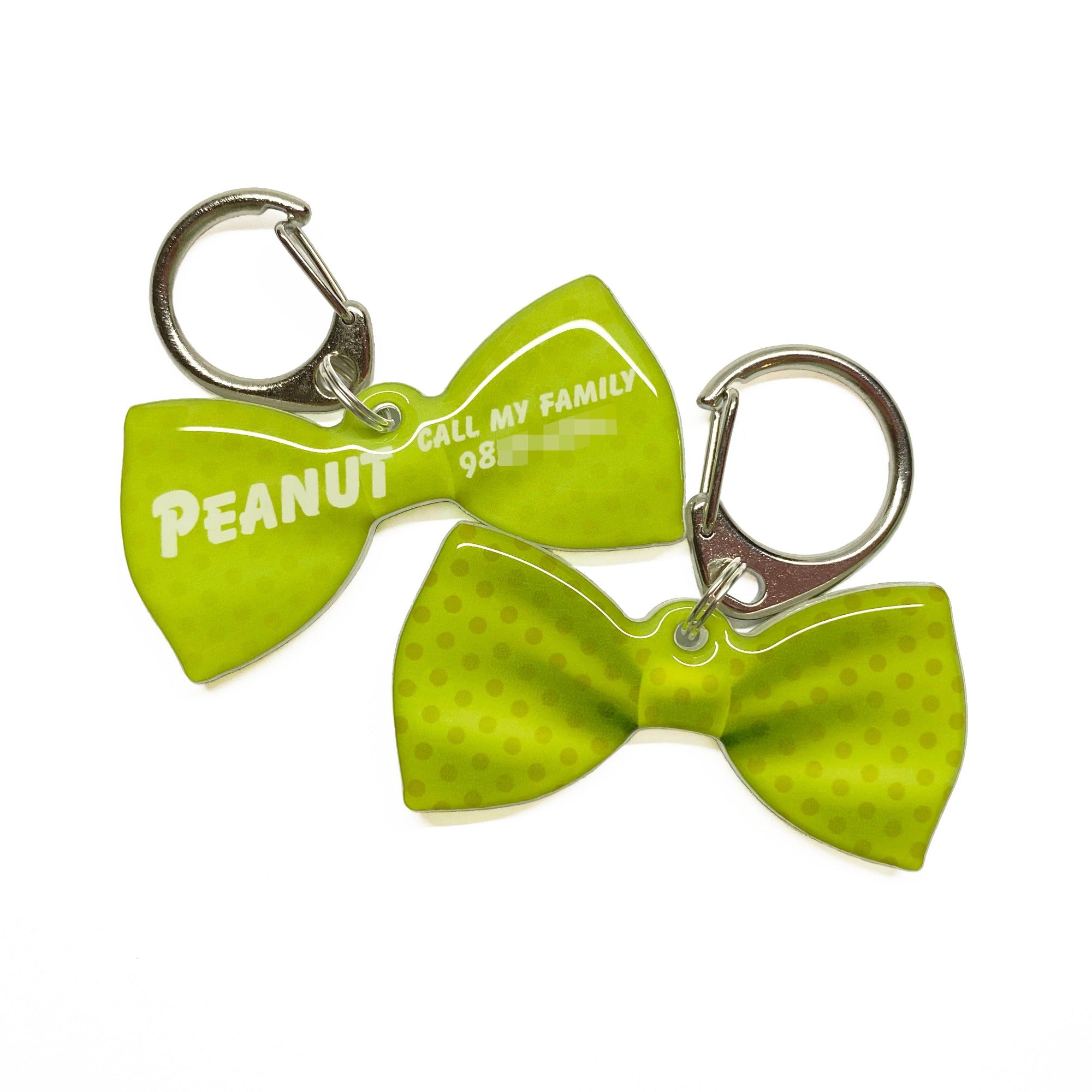 Mustard Green Faded Polka Dots Bowtie Pet ID Tag Dog Tag | Custom Pet ID Tags by Bashtags®