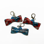 Tartan Bowtie Pet ID Tags For Dogs and Cats, Unique Bowtie Pet Name Tags Made With Acrylic, Lightweight and Silent