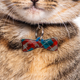 Tartan Bowtie Pet ID Tags For Dogs and Cats, Unique Bowtie Pet Name Tags Made With Acrylic, Lightweight and Silent