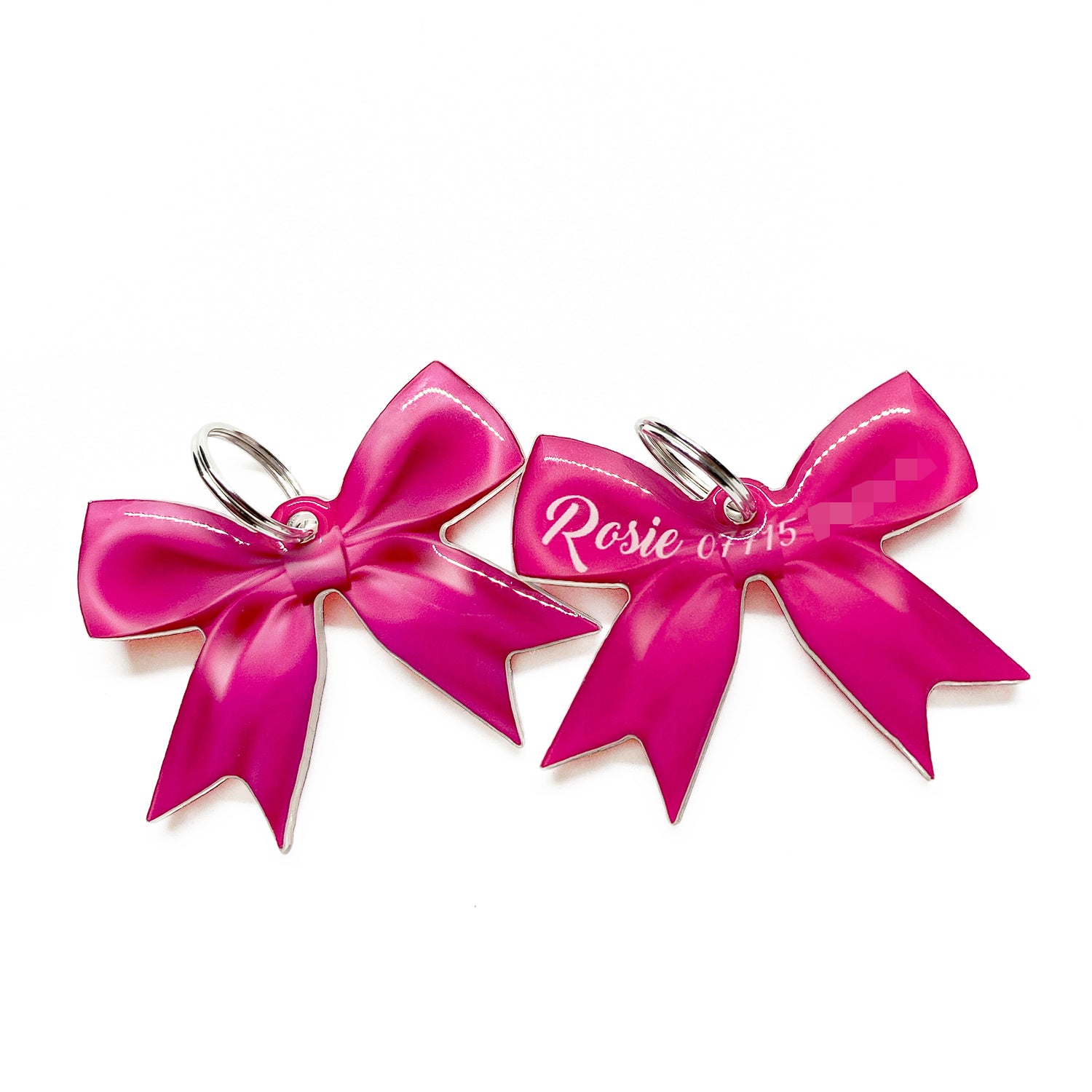 Pink Ribbon - 2x Tags Dog Name Tags by Bashtags