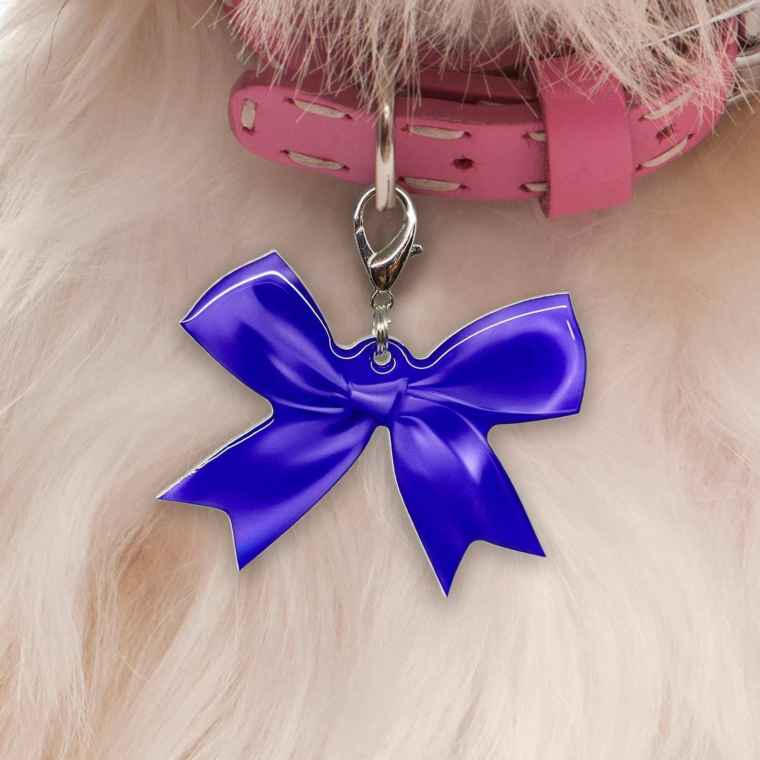 Indigo Ribbon Bowtie Pet ID Tag Dog Tag | Custom Pet ID Tags by Bashtags®