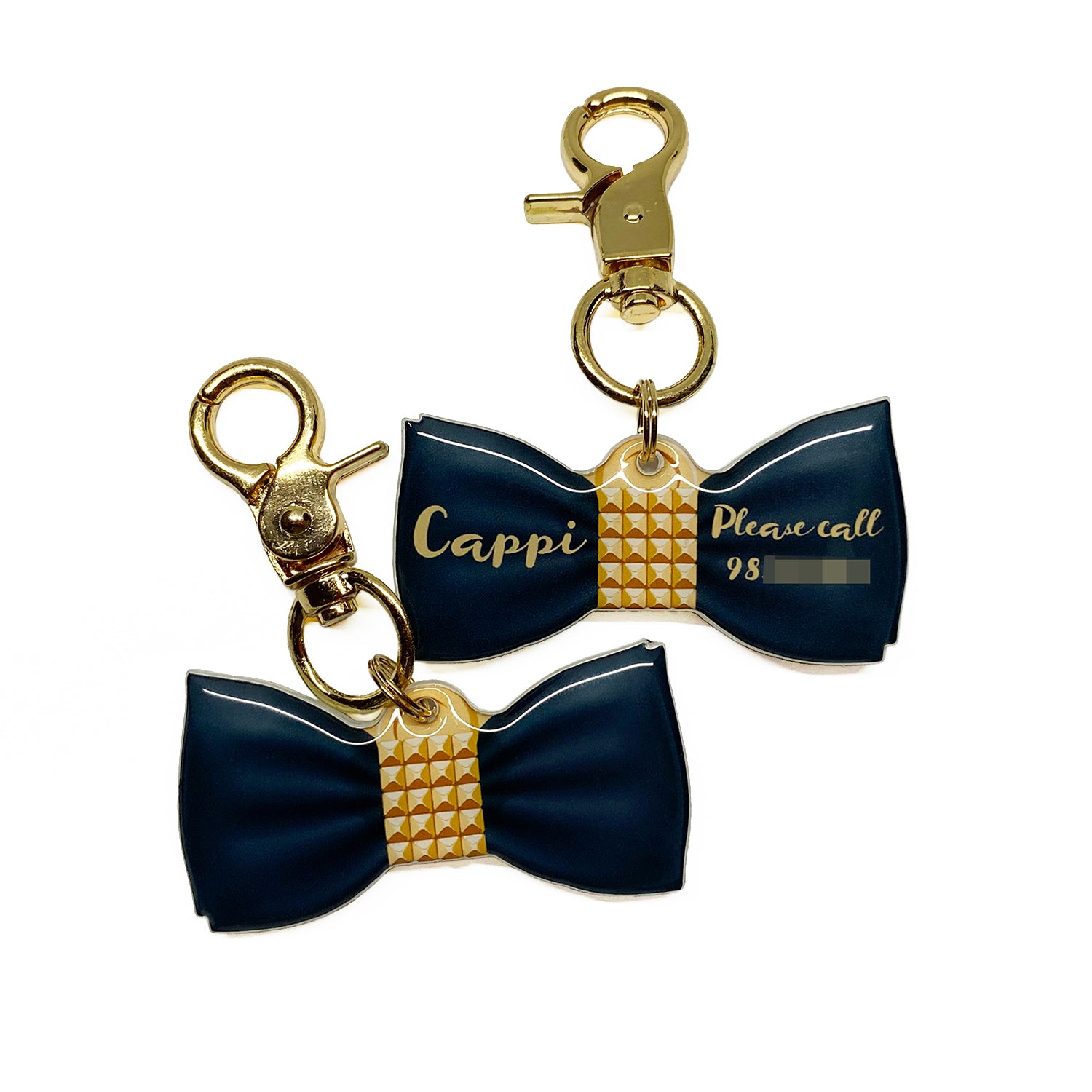 Black Gold Brooch - 2x Tags Dog Name Tags by Bashtags
