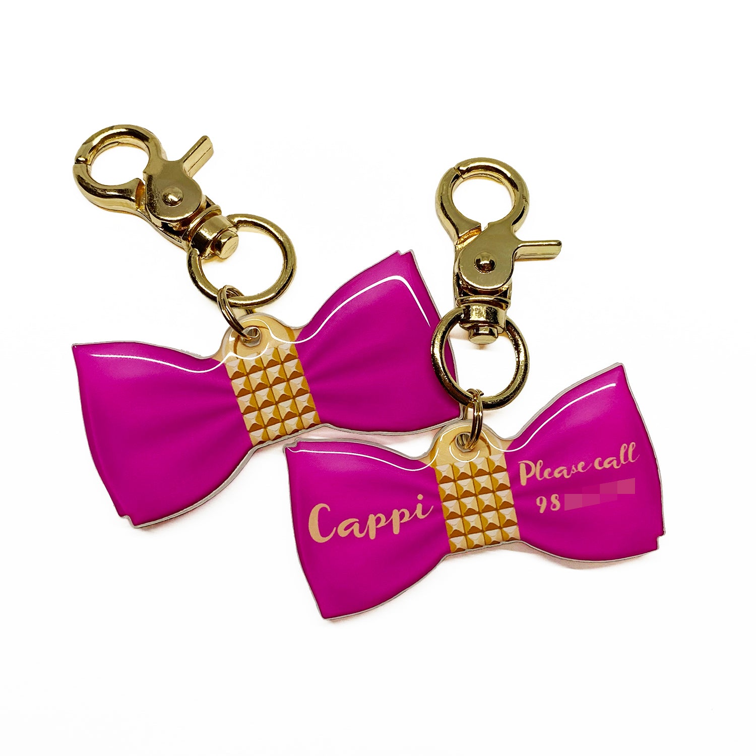 Pink Gold Brooch - 2x Tags Dog Name Tags by Bashtags