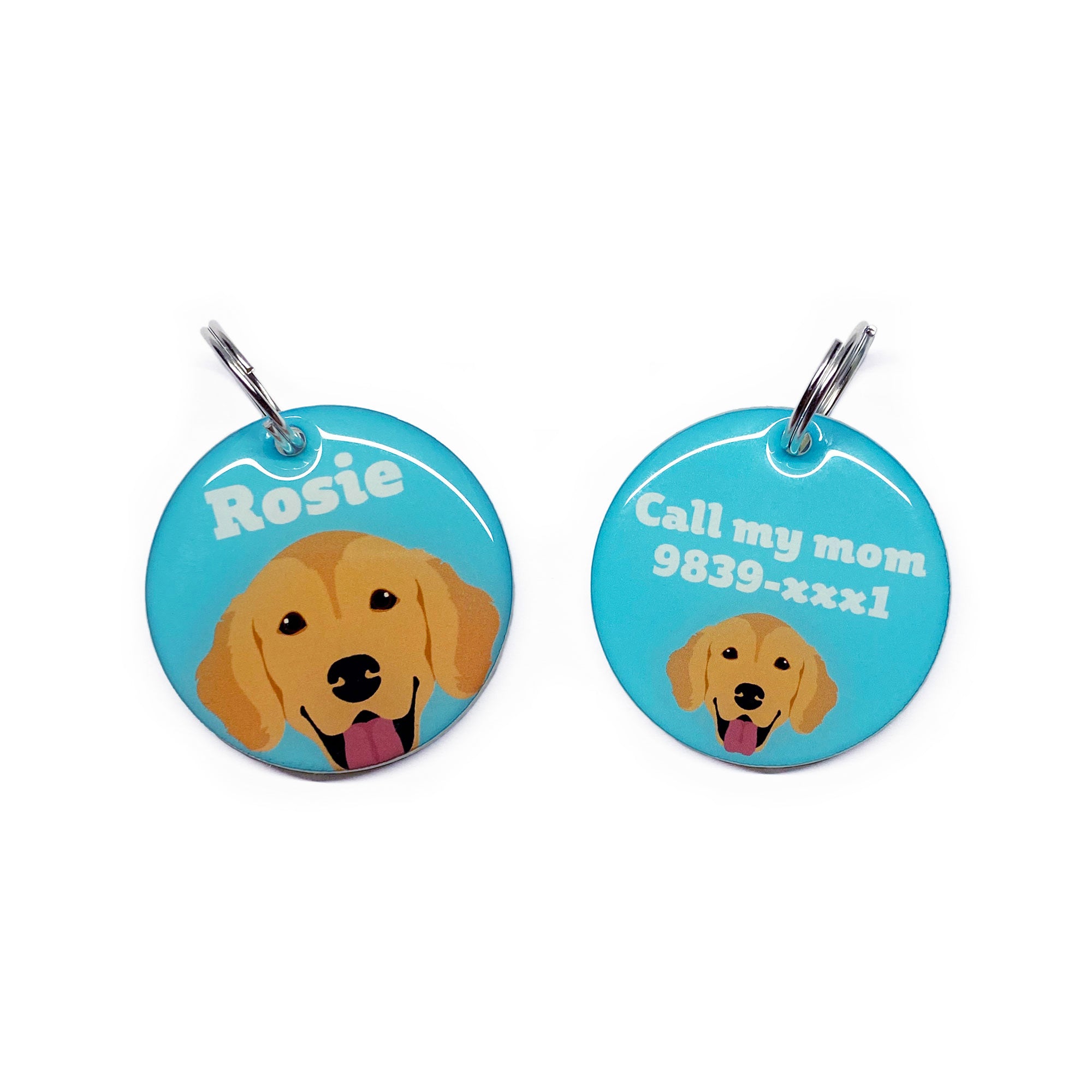 Golden Retriever - 2x Tags Dog Name Tags by Bashtags
