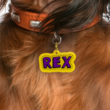 Orange + Purple Superhero Comics - 2x Tags Dog Name Tags by Bashtags
