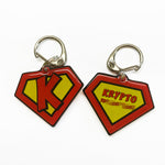 Red Superhero Emblem - 2x Tags Dog Name Tags by Bashtags